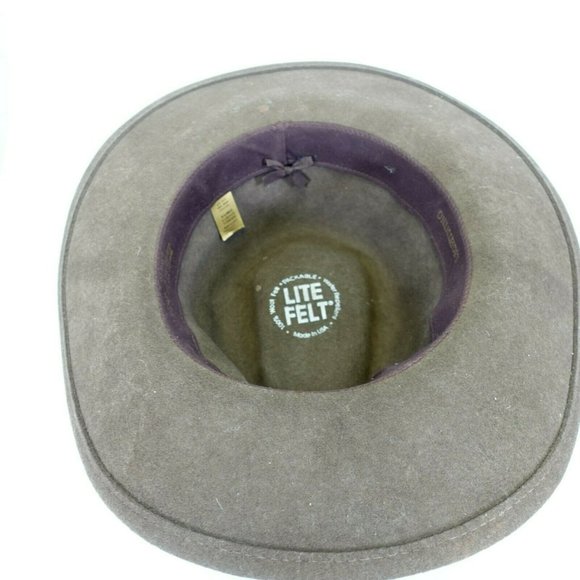 LITE FELT Women Brown Beige Felted Hat XL Braided Strap Wide brim 100% Wool Cozy - Picture 5 of 10